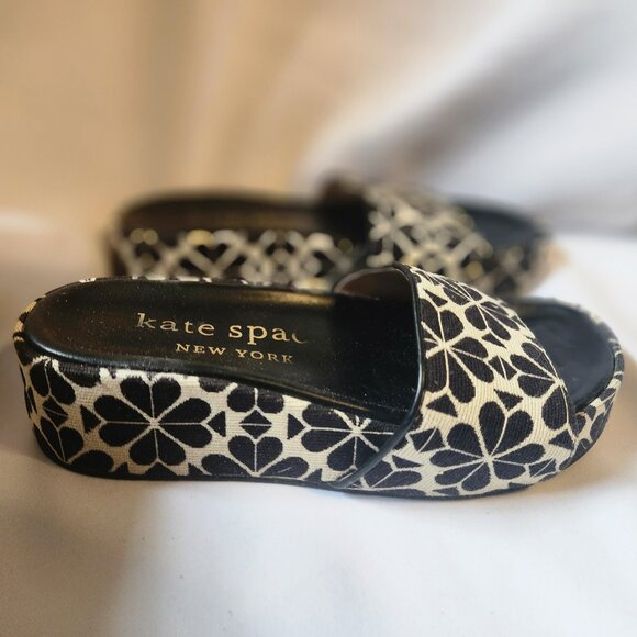 Kate Spade Breeze Flower Jacquard Slide Platform Sandals, Size 7.5 - Picture 1 of 11